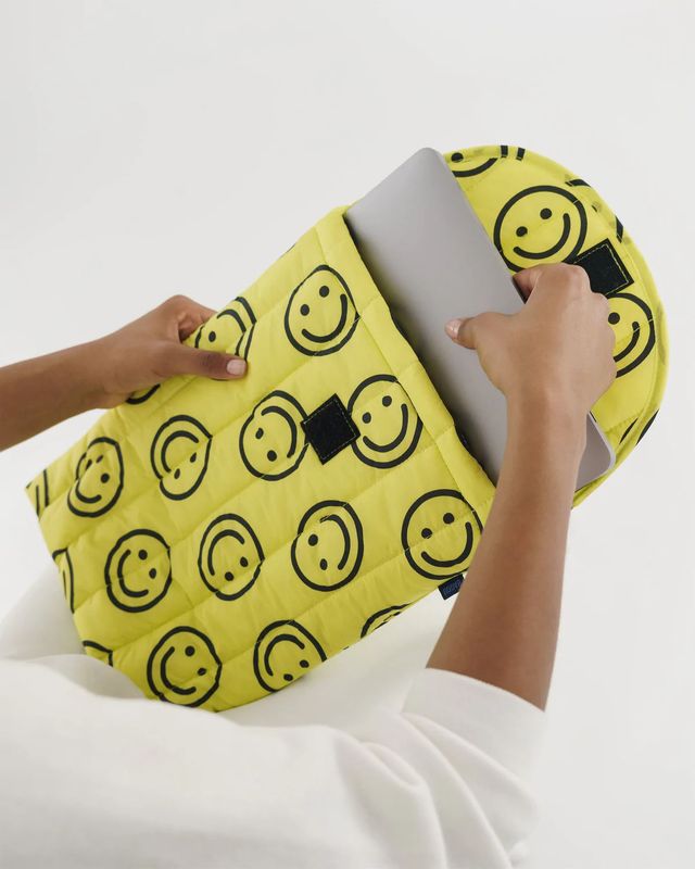 Puffy Laptop Sleeve 16" Yellow Happy