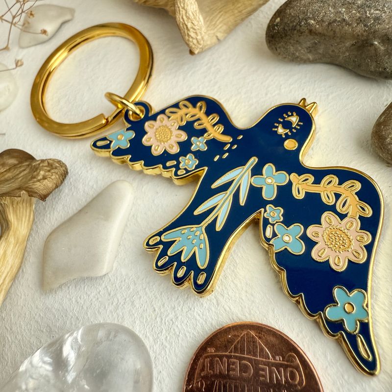Enamel Keychain "Freya" Bird