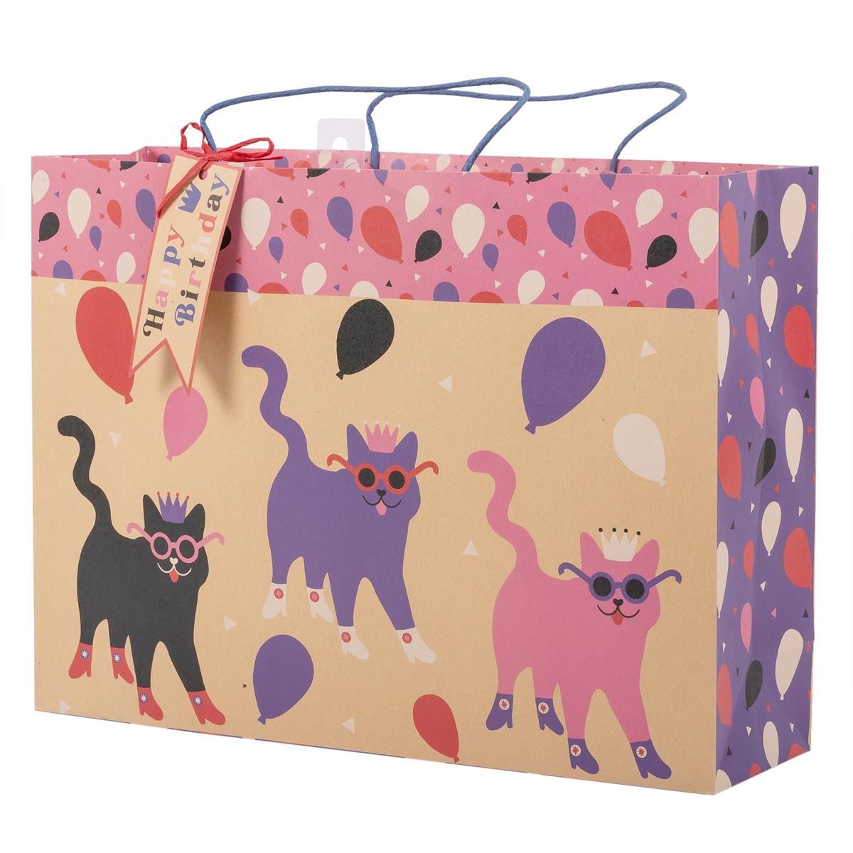 Jumbo Gift Bag Birthday Cats