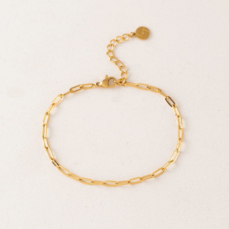 Paperclip Chain Waterproof Bracelet Gold