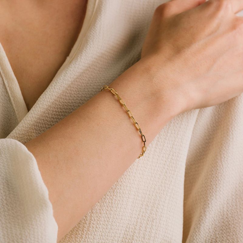 Paperclip Chain Waterproof Bracelet Gold