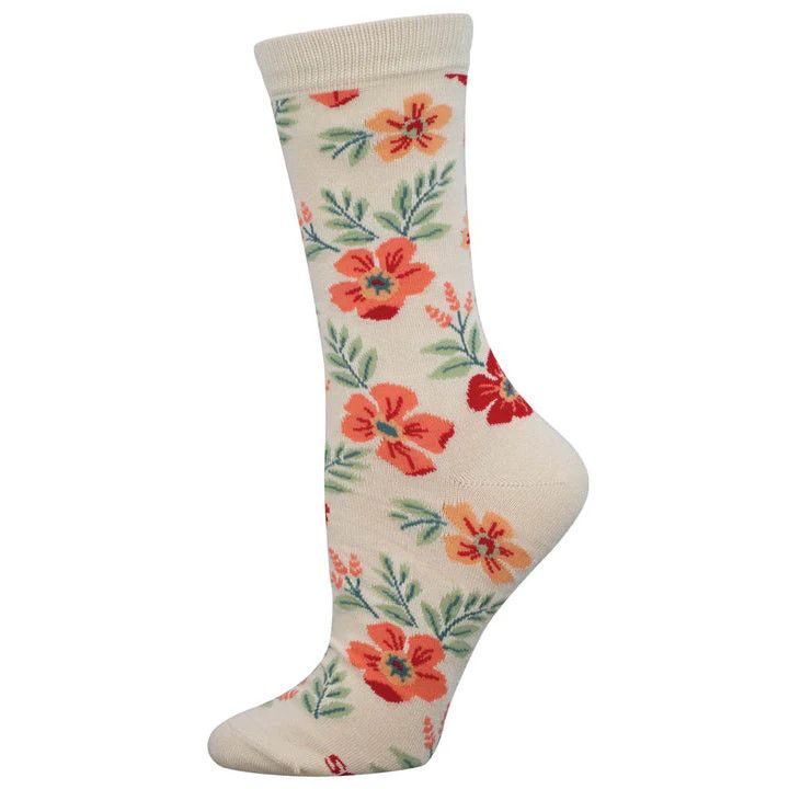 Women’s Bamboo Crew  Wildflowers Ivory