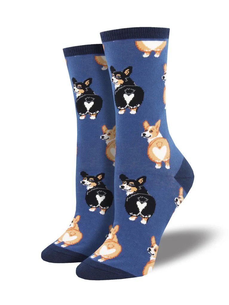 Women&#39;s Crew Corgi Butt Blue