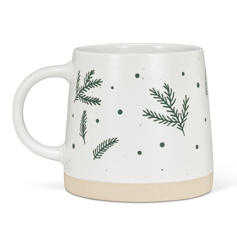 Wide Base Mug with Pine Branches