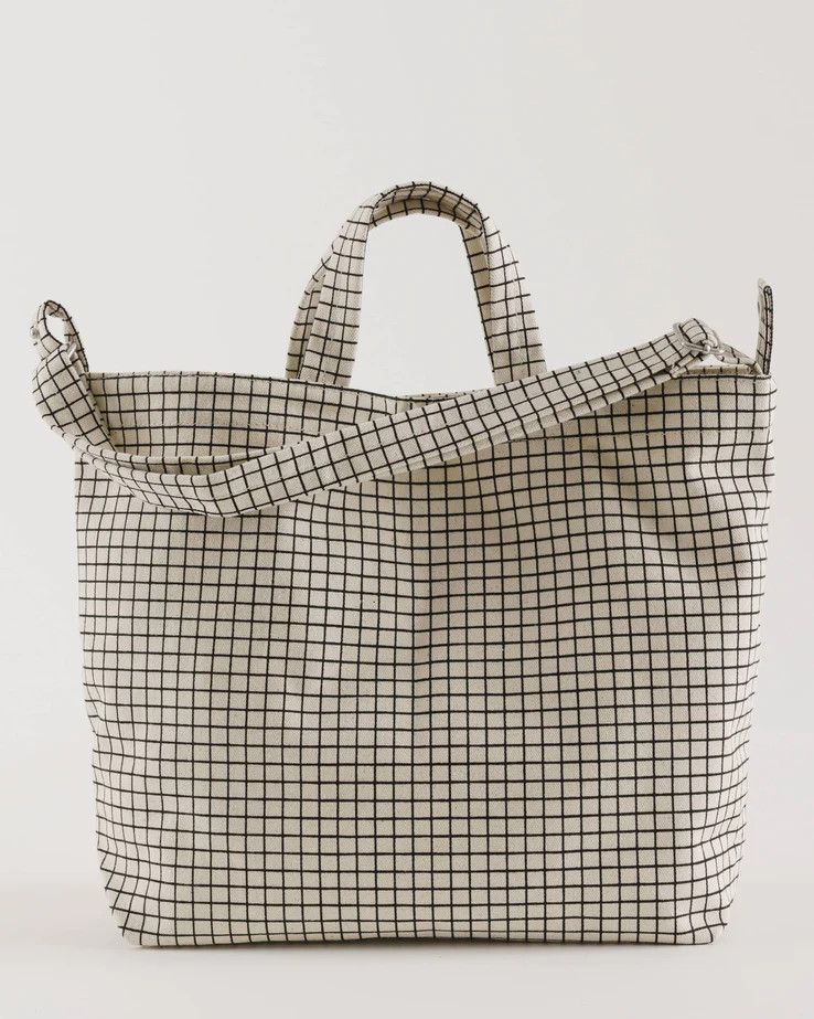 Horizontal Zip Duck Bag Natural Grid
