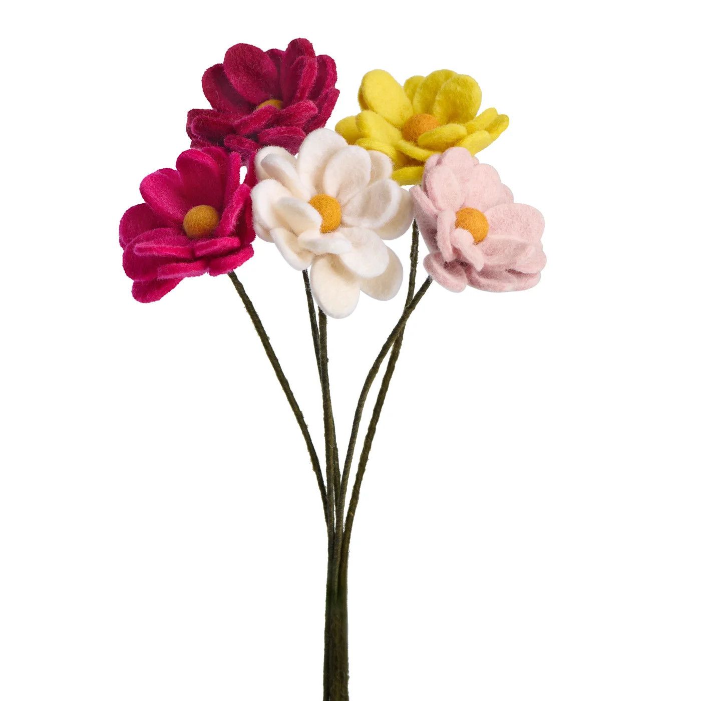 Felt Daisy Stem w/Leaf Bouquet