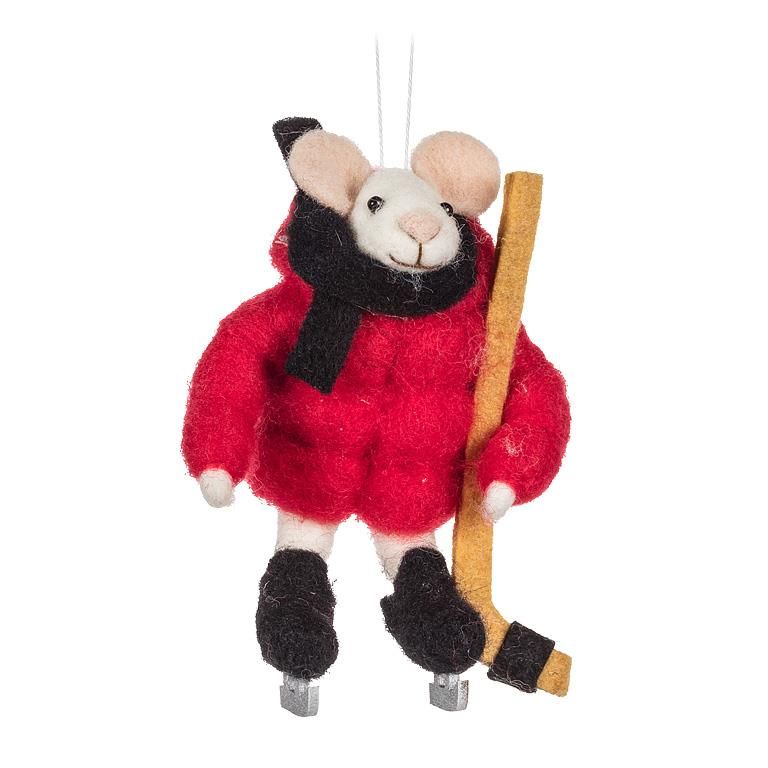 Felt Ornament Hockey Mouse