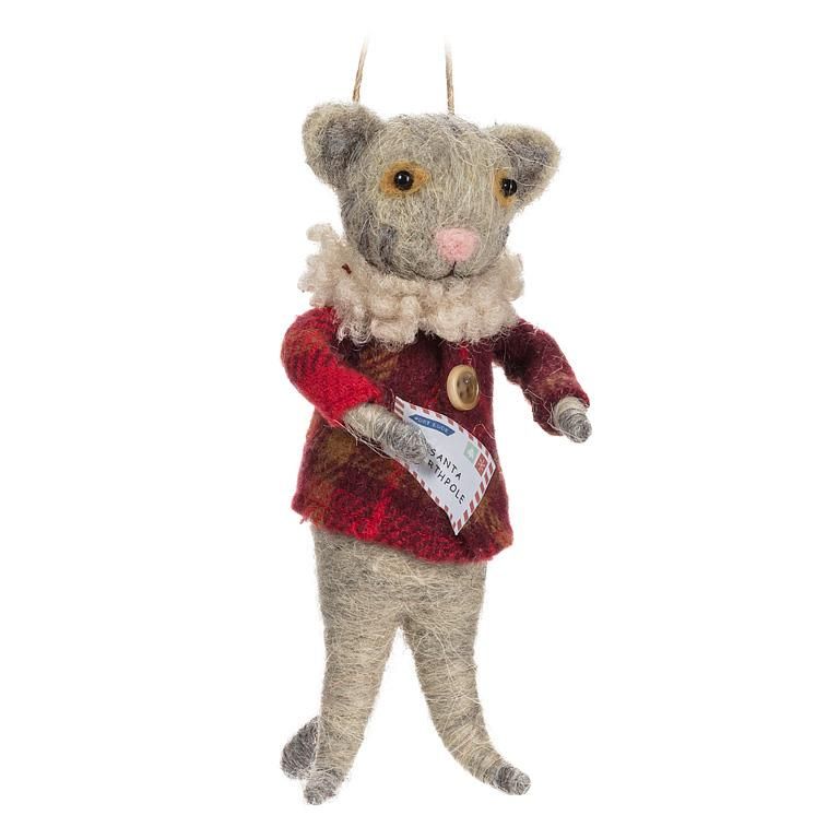 Felt Ornament Cat in Winter Coat &amp; Santa Letter