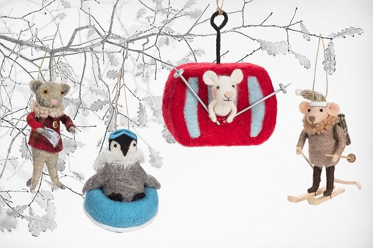 Felt Ornament Cat in Winter Coat &amp; Santa Letter