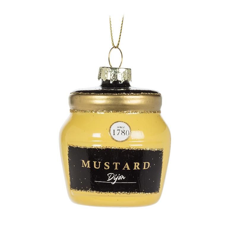 Glass Ornament Dijon Mustard Jar