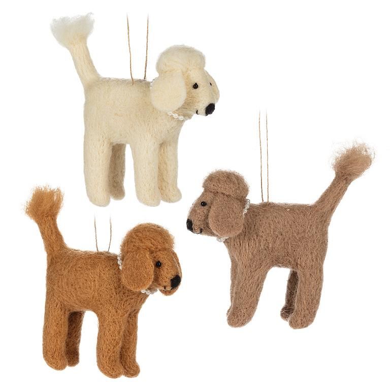 Felt Ornament Poodles with Pearls