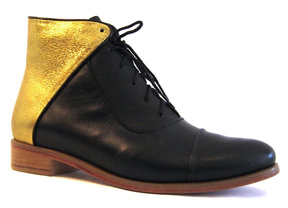 Veneto Ankle Boot Black &amp; Gold, Size: 6