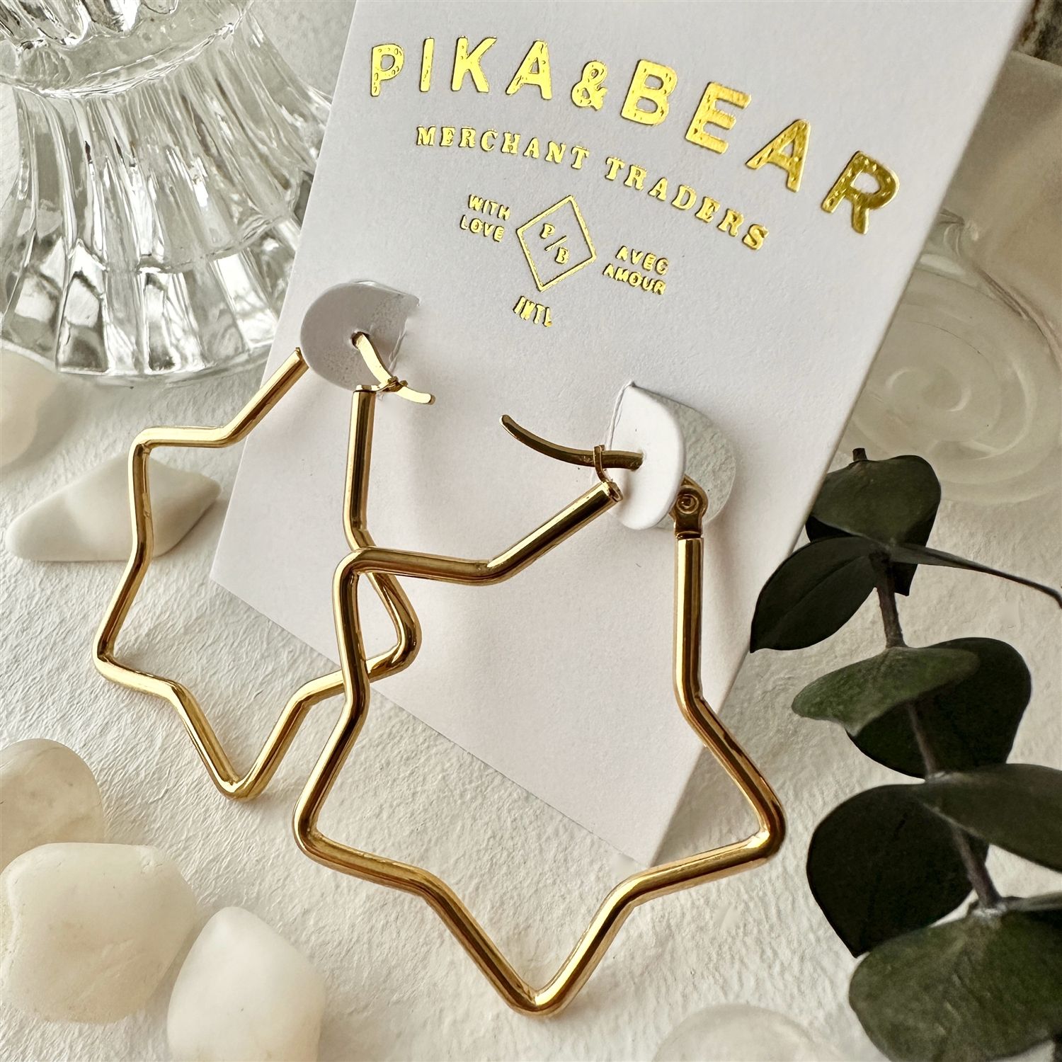 &quot;Arcalis&quot; Star Shaped Hoop Earrings
