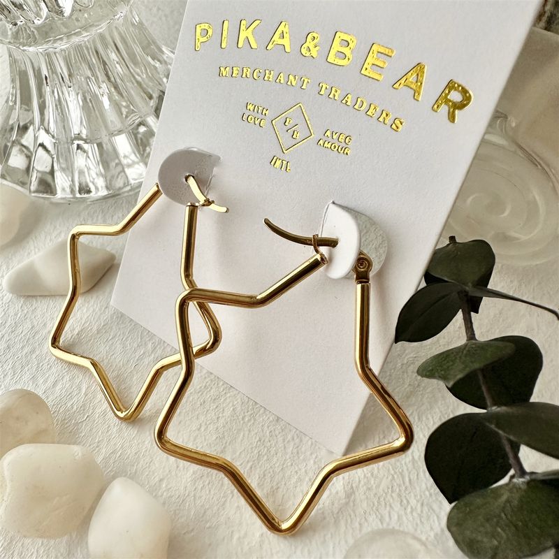 &quot;Arcalis&quot; Star Shaped Hoop Earrings