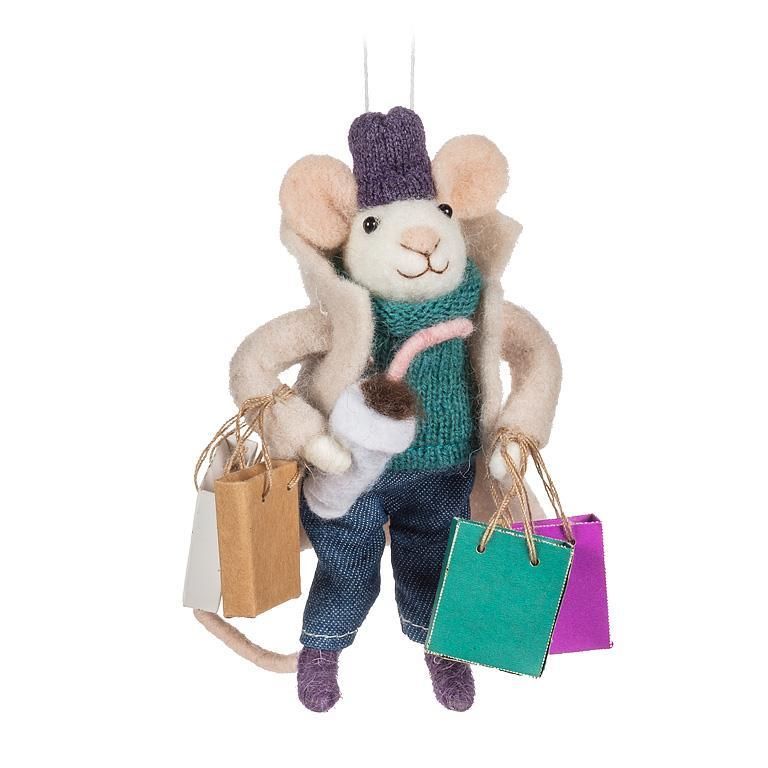 Felt Ornament Shopping Mouse