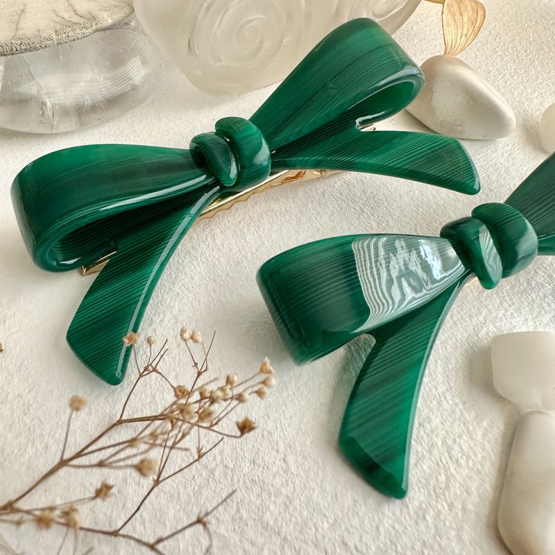 "Zooey" Bow Hair Clips Emerald