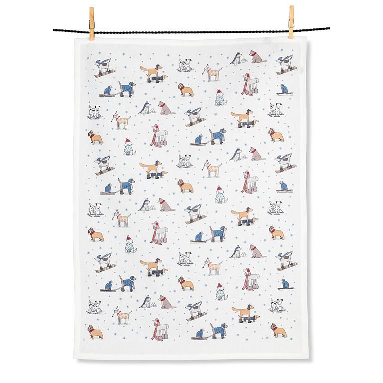 Tea Towel Winter Sports Dogs