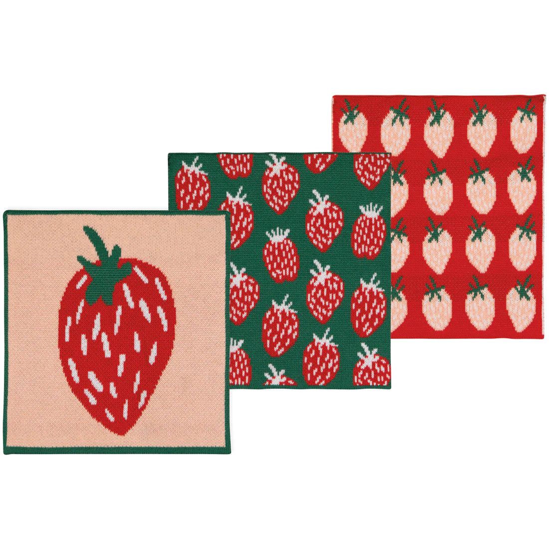 Set of 3 Knit Dishcloth Berry Sweet