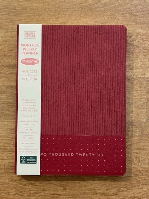 2026 Burgundy Medium 17-Month Dual Texture Planner