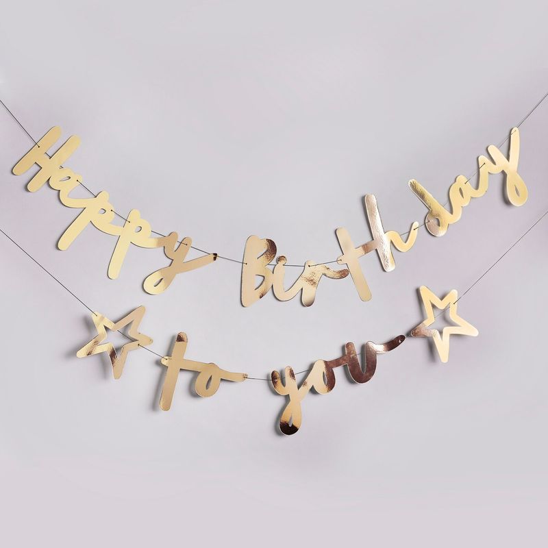 Gold Happy Birthday To You Banner 4m