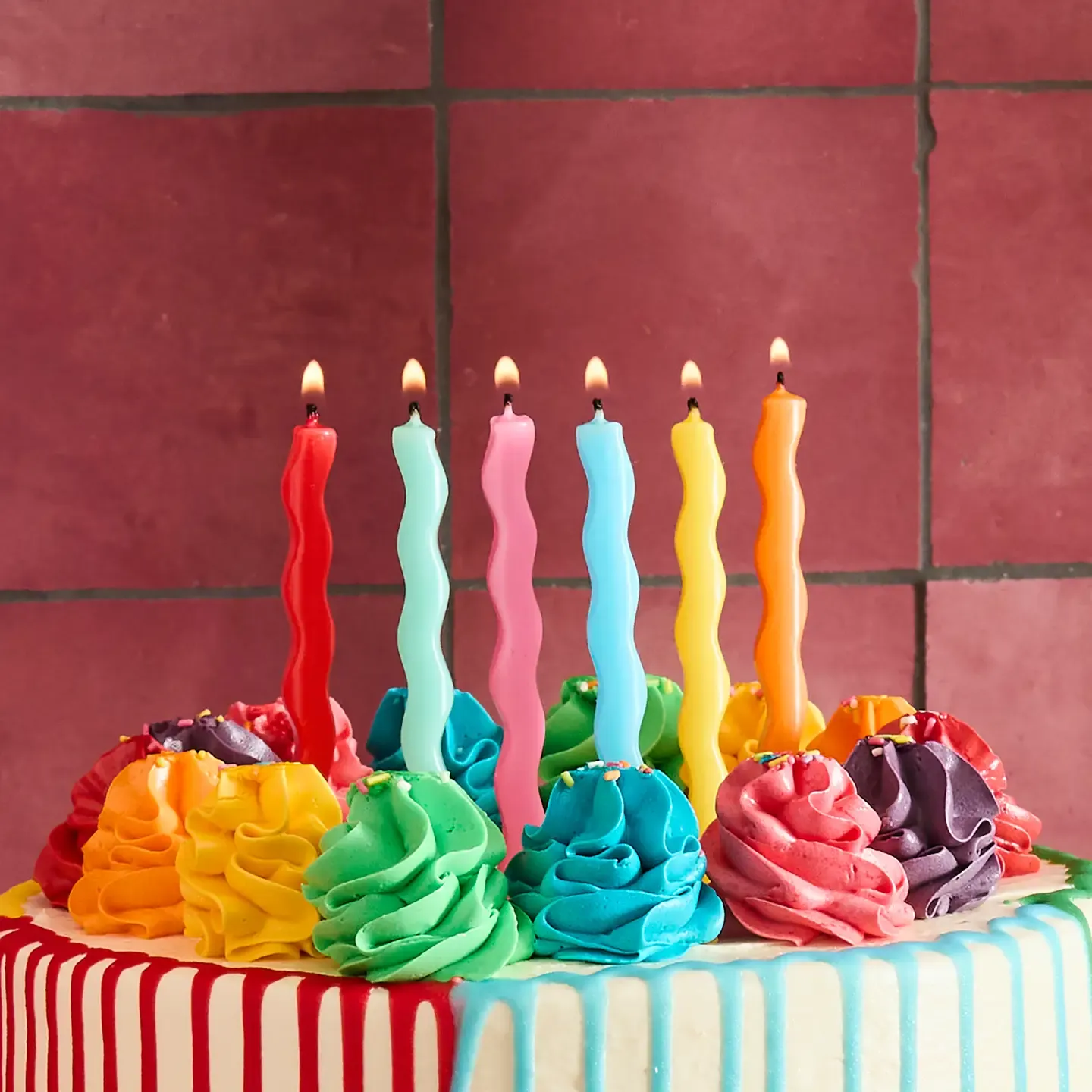 Premium Bright Wavy Wax Candles Pack of 12