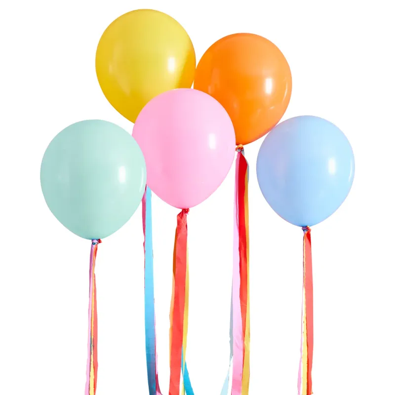 Premium Bright Latex 12" Balloons &amp; Tassel Tails - Pack of 5