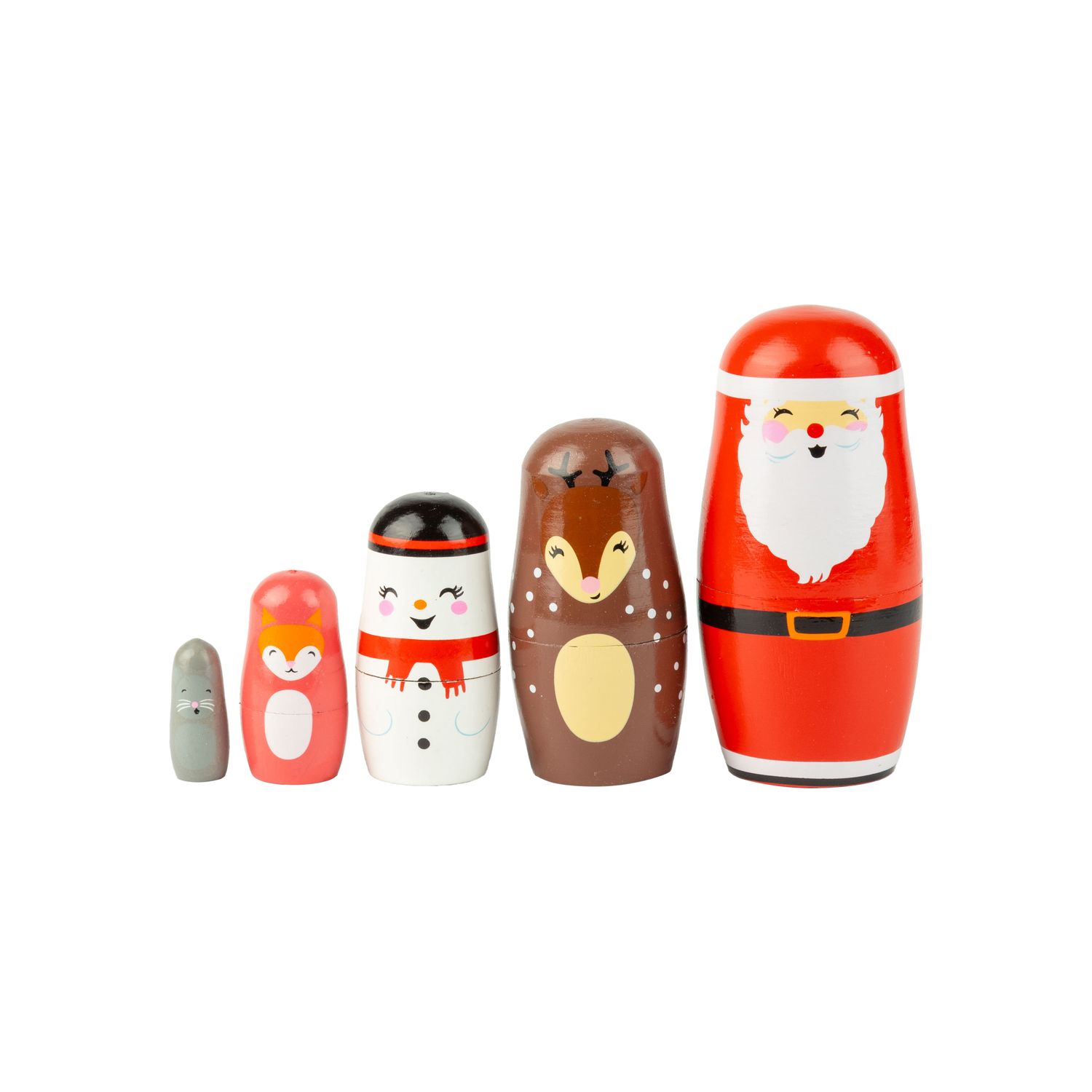 Wooden Nested Santa Doll Decorations