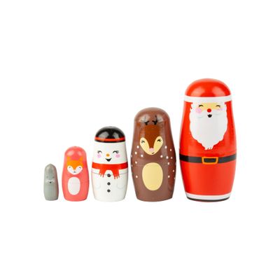Wooden Nested Santa Doll Decorations