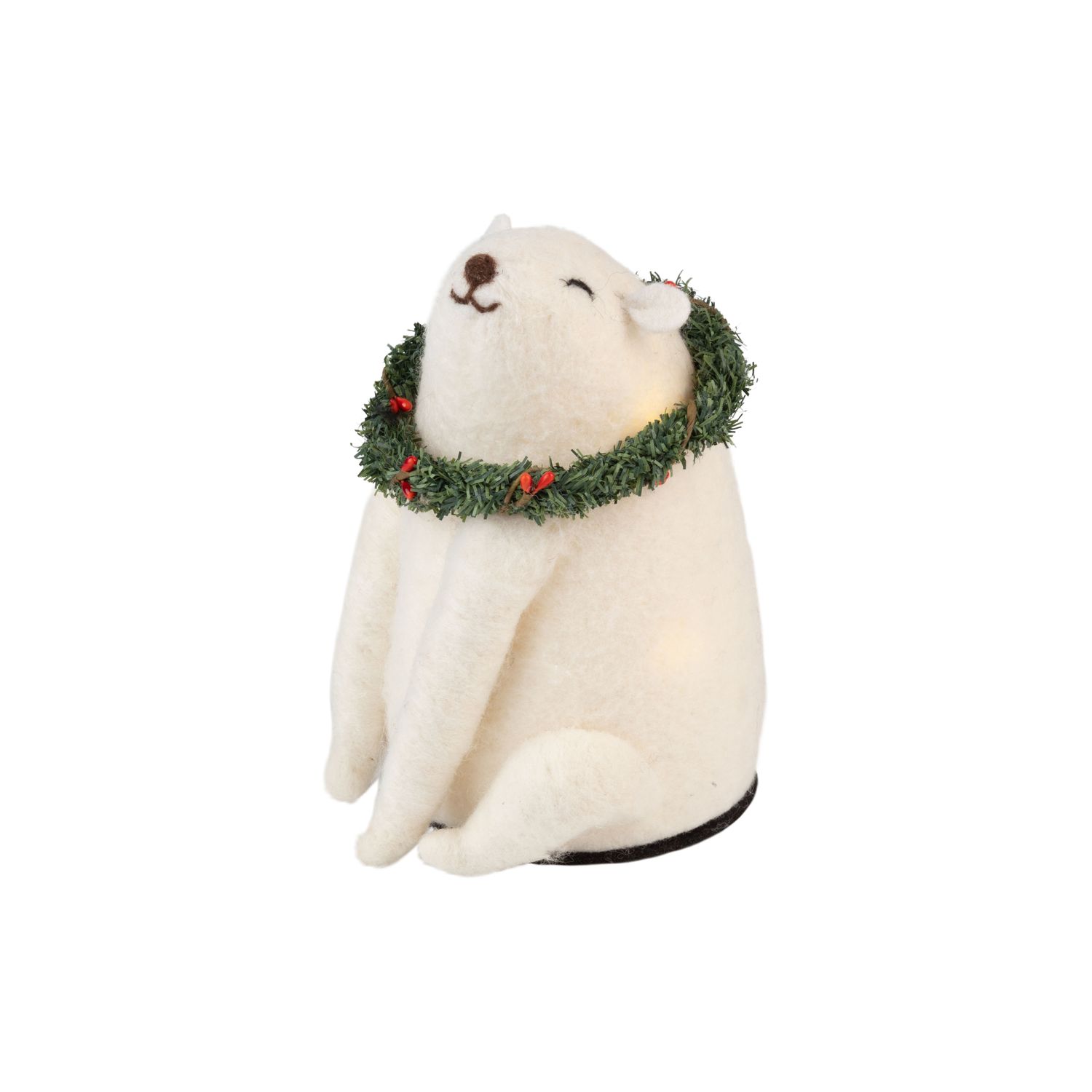 Felt Table Piece Polar Bear with LED Interior Wreath