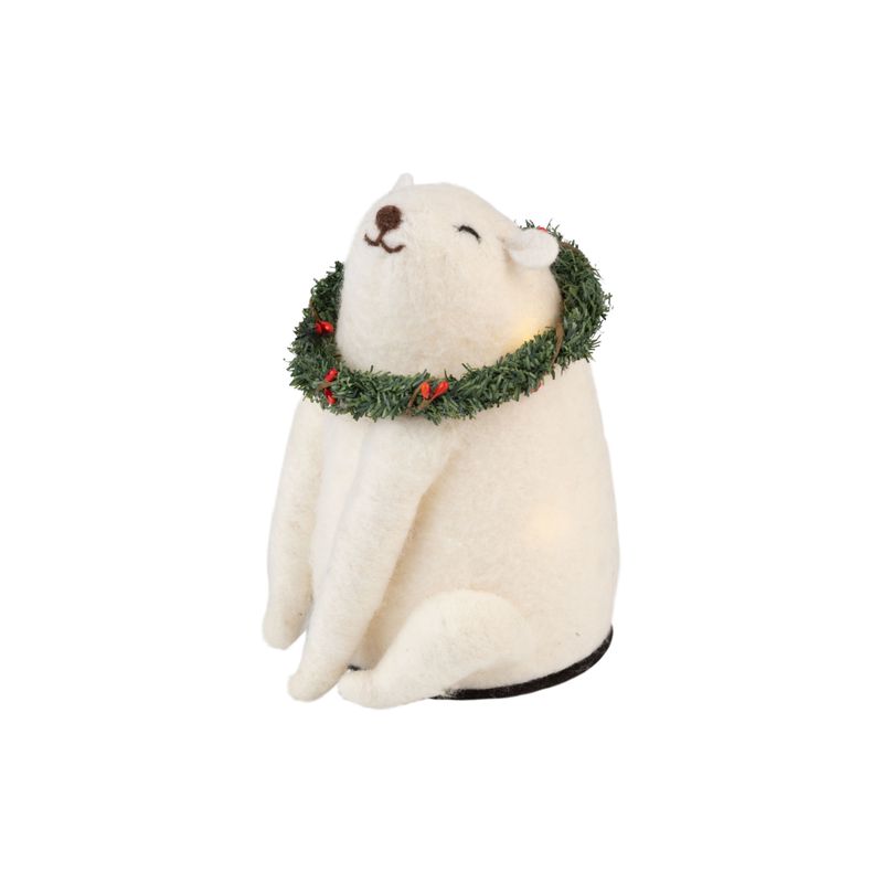 Felt Table Piece Polar Bear with LED Interior Wreath