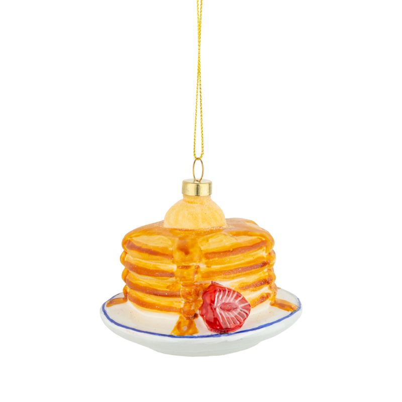 Glass Ornament Stack of Pancakes on Plate