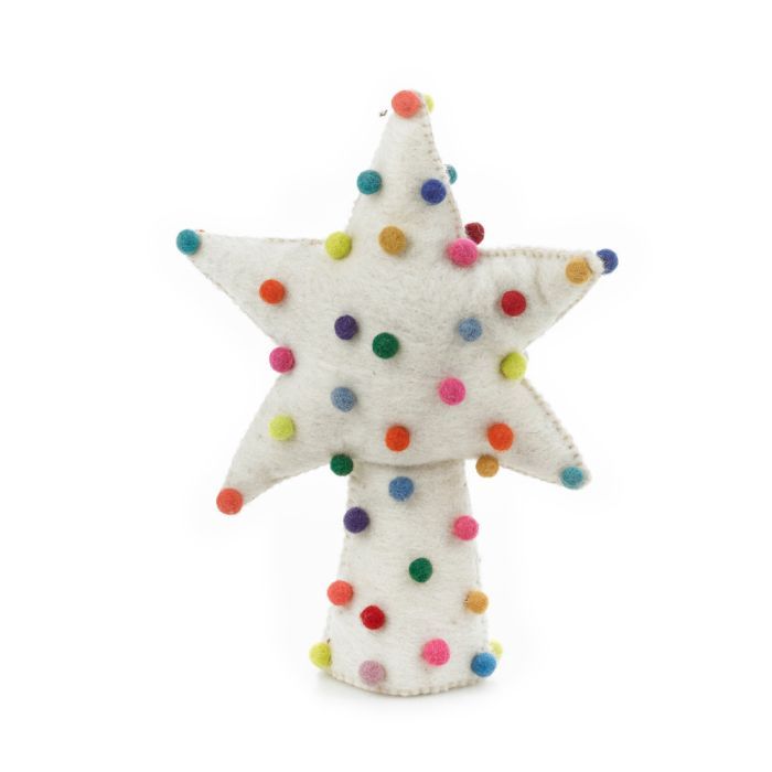 Felt Tree Topper Pompom  Star