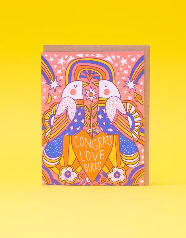 Wedding Congrats Love Birds Letterpress