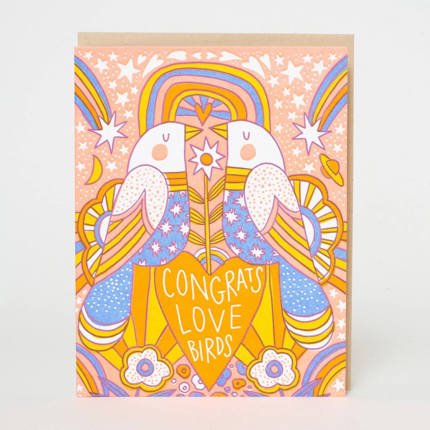 Wedding Congrats Love Birds Letterpress