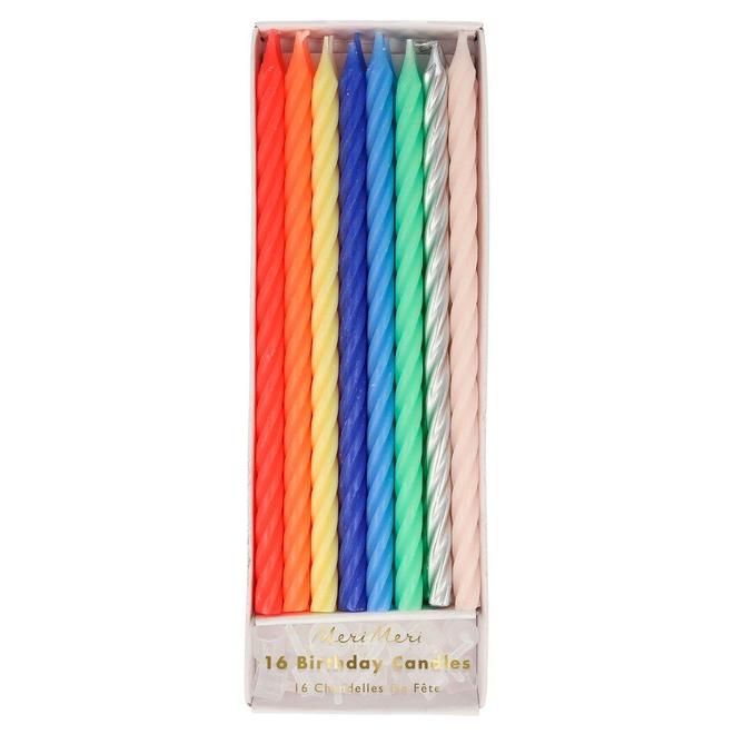 Candles Multi Neon Twisted Set of 16