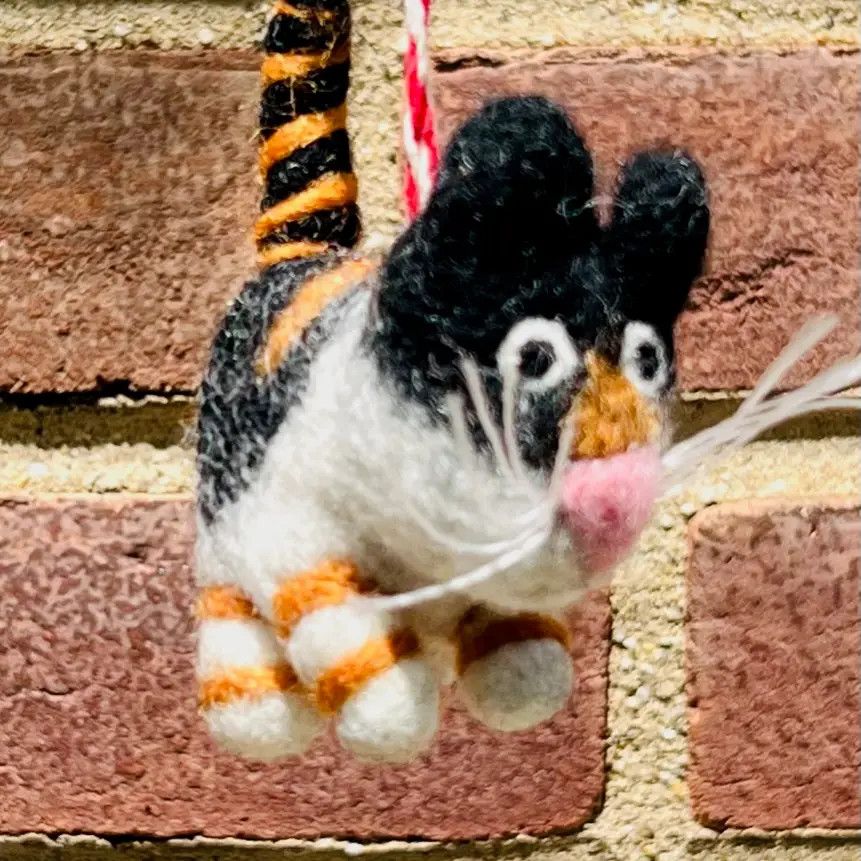 Felt Ornament Cat Black Cream Orange