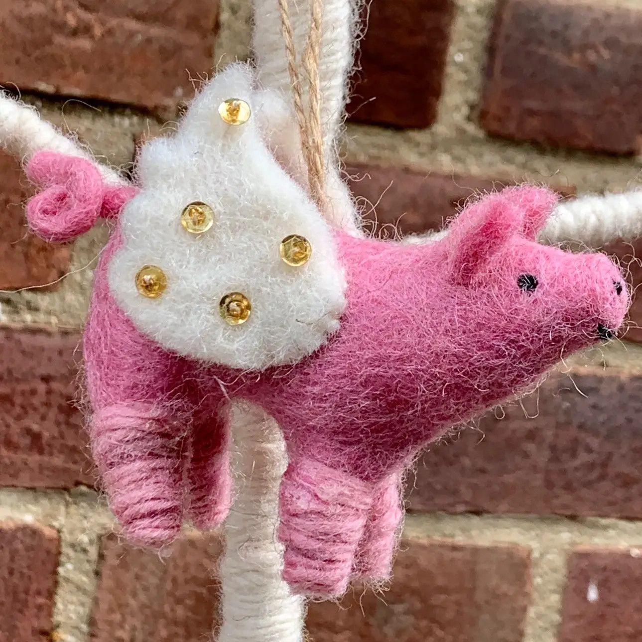 Felt Ornament Flying Pig