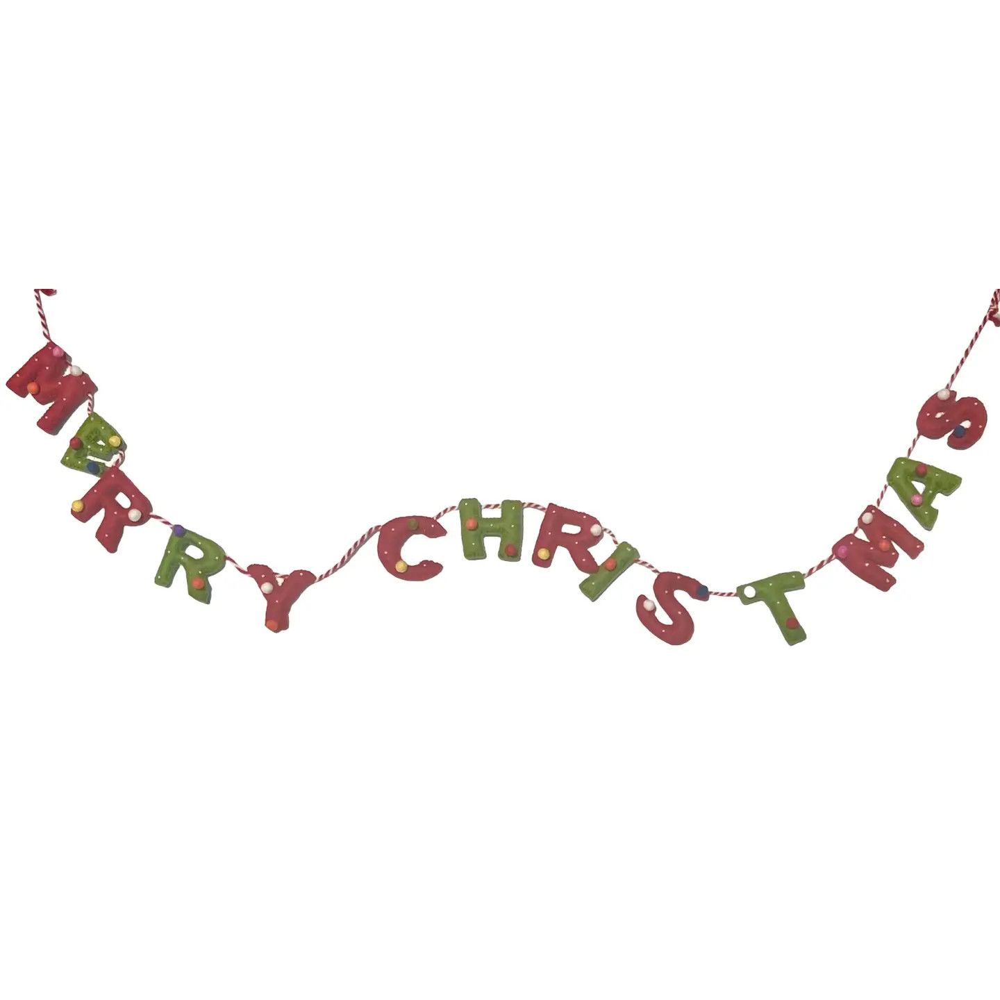 Felt Garland Merry Christmas Red and Green