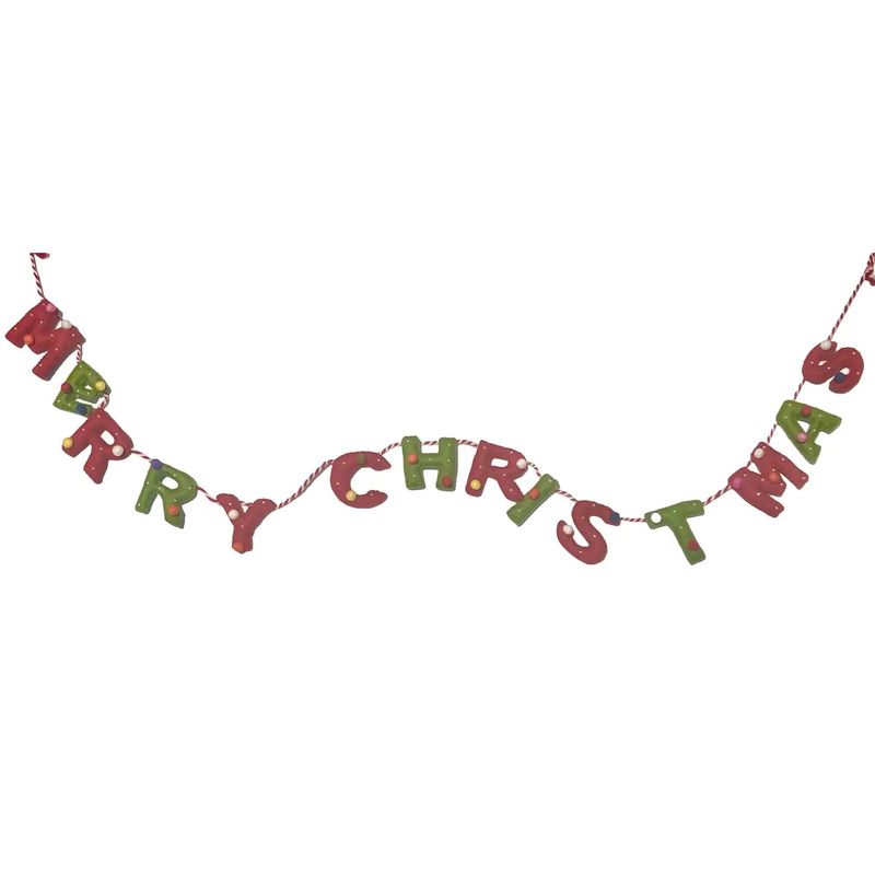Felt Garland Merry Christmas Red and Green