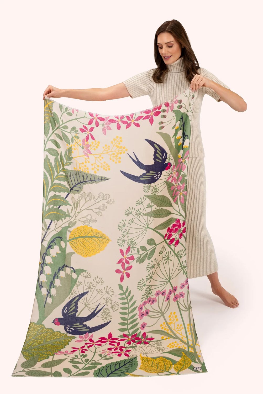 Printed Scarf Swooping Swallows