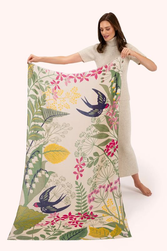Printed Scarf Swooping Swallows