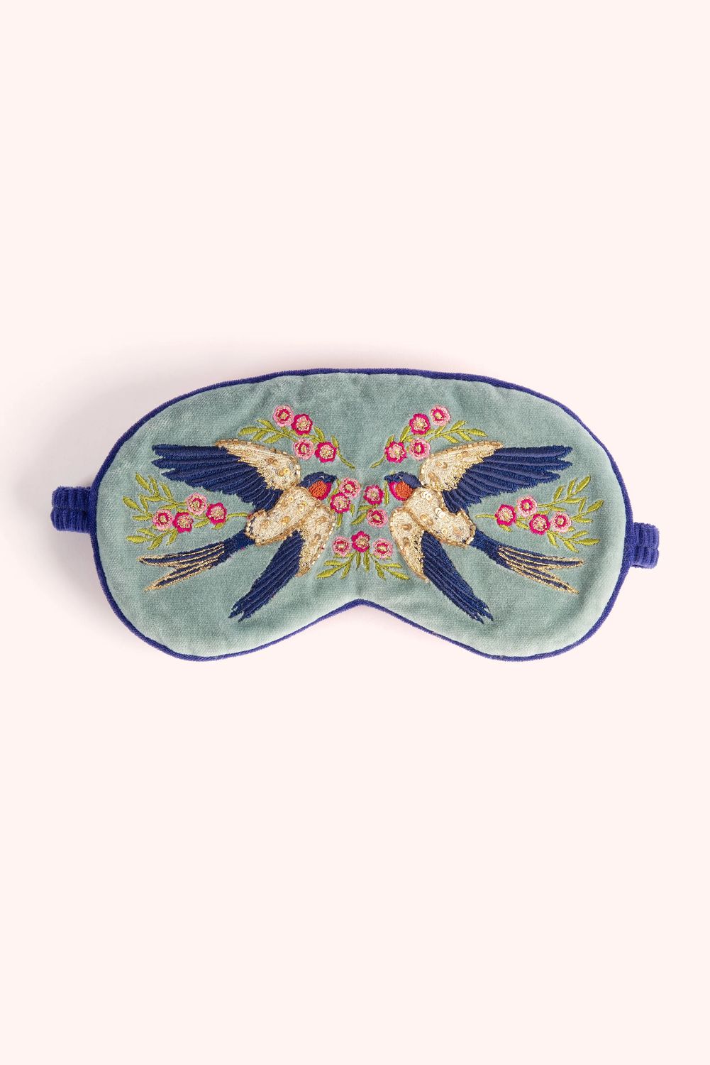 Lavender Velvet Eye Mask Swooping Swallows
