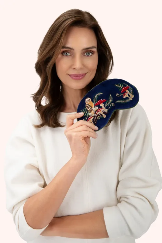 Lavender Velvet Eye Mask Woodland Owl