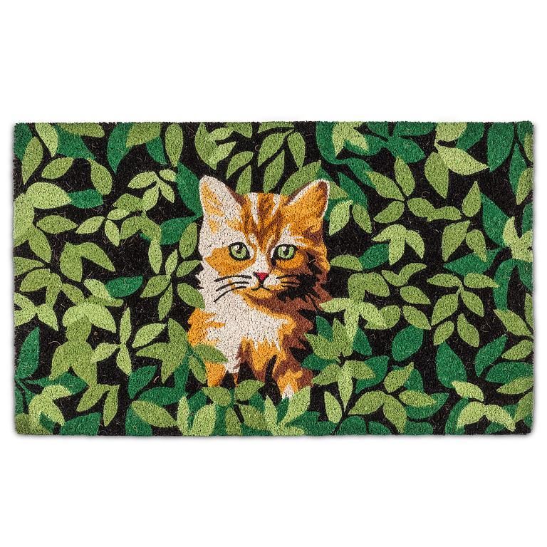 Doormat Rubber Bottom Kitten in Greenery 18&quot;x 30&quot;