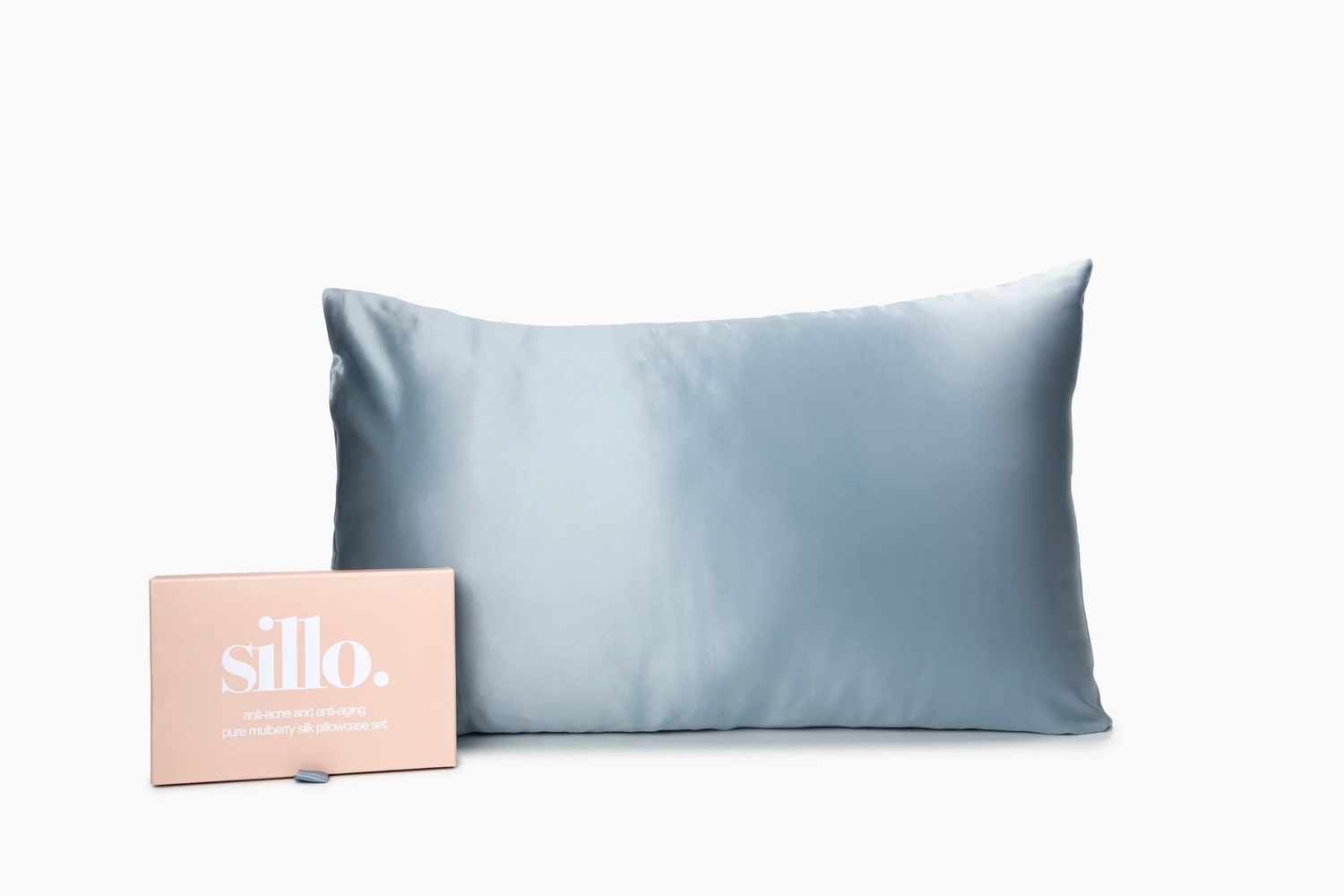 Silk Pillowcases Queen 2 Pack + Wash Bag Haze Blue