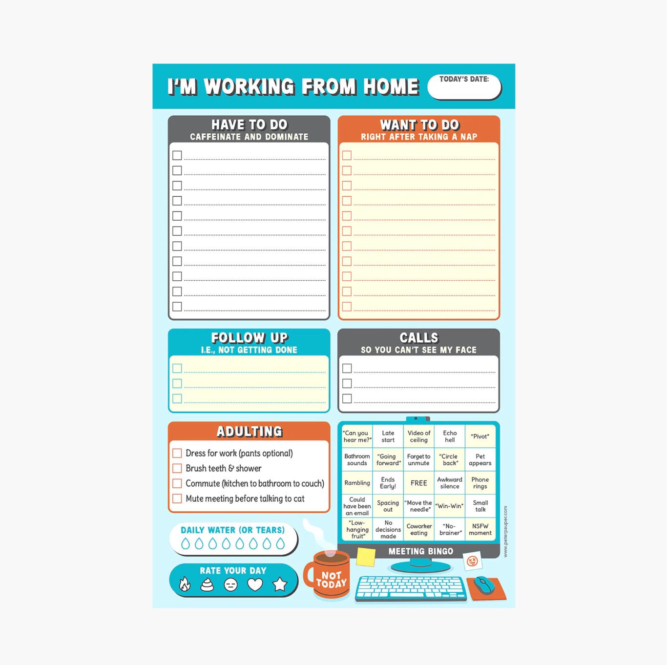 Daily Note Pad I&#39;m Working from Home Planner