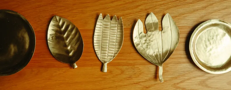 Trinket Dish Brass Palm Leaf