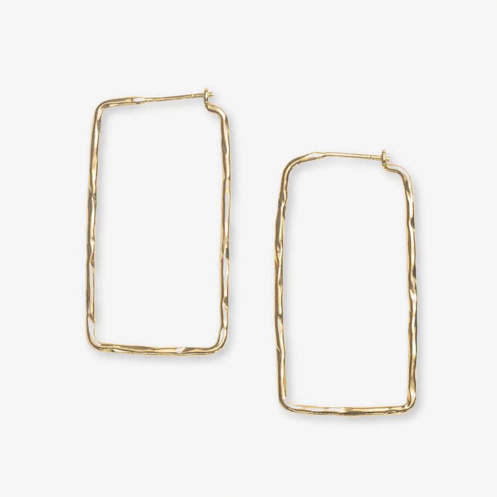 Brass Athena Rectangle Bar Thin Hoop