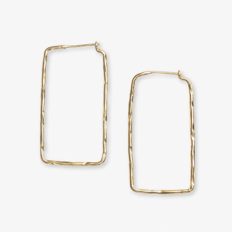 Brass Athena Rectangle Bar Thin Hoop