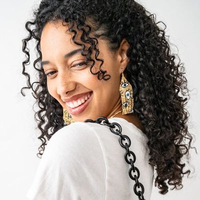 Delilah Evil Eye Beaded Fringe Earrings Gold